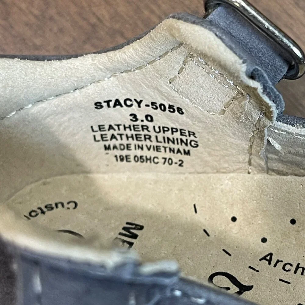 Footmates Stacy Leather‎ Mary Jane Shoes Baby Size 3 Gray Formal Casual Walker